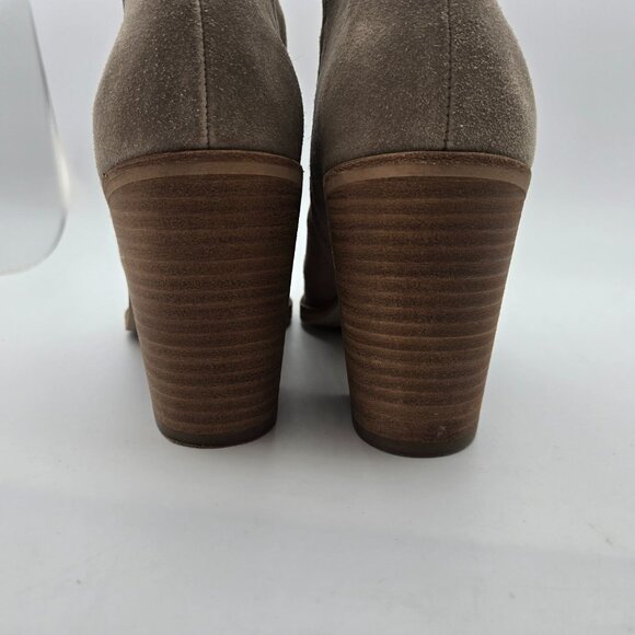 Dolce Vita 10 Shep Taupe Suede Ankle Boots Booties Stacked Block Heel - Picture 10 of 15